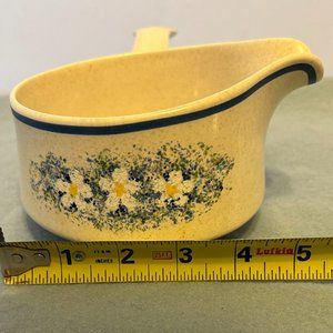 Lenox Temperware Gravy Boat with Handle Dewdrops Vintage Round Floral Blue USA